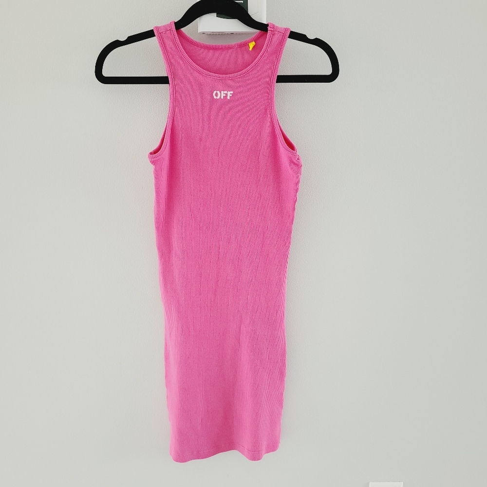OFF-WHITE : Off Stamp Ribbed Tank Dress - Picture 5 of 11